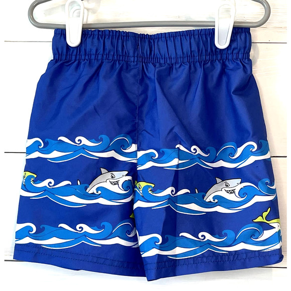 Liberty Valor Blue and Green Shark Rashguard and Swim Trunks, 3T Boys - Picture 4 of 5